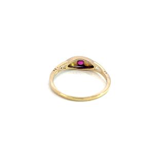Zlatý prsten s rubínem a diamanty, vel. 52,5