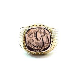 Pánský zlatý prsten s monogramem, vel. 60