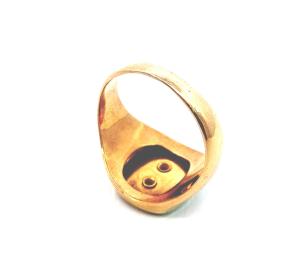 Starožitný pánský zlatý prsten s erbem, 18k, vel. 65