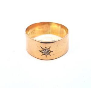 Starožitný zlatý prsten s diamantem, vel. 63