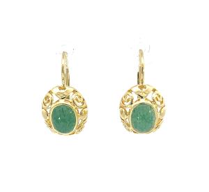 Zlaté náušnice s chrysoprasem, visací