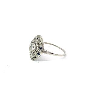 Platinový prsten s diamanty a safíry, vel. 56,5