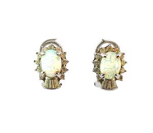 Zlaté náušnice se zirkony a opály, klipsy