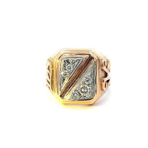 Zlatý prsten s diamanty, vel. 61