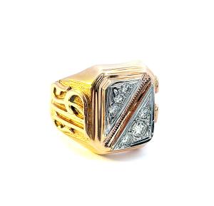 Zlatý prsten s diamanty, vel. 61