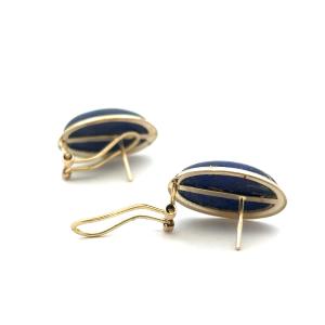 Zlaté náušnice s lapis lazuli, klipsy