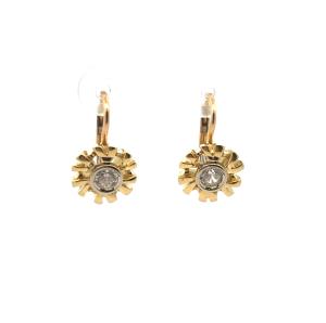 Zlaté náušnice se zirkony, 18 k, visací