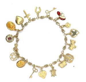 Zlatý náramek s přívěsy, žebrák, 9,75 g