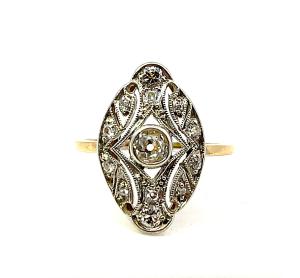 Zlatý prsten s diamanty, vel. 54