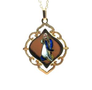 Zlatý přívěs se smaltem, madonka