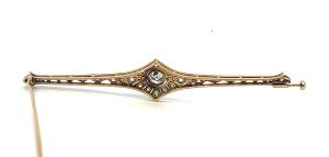Starožitná zlatá brož s diamanty, Art-deco