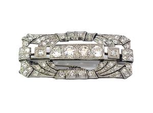 Starožitná zlatá brož s diamanty, Art-deco