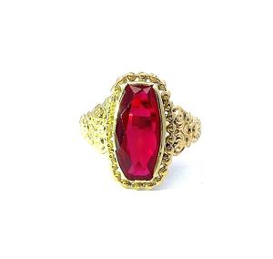 Zlatý prsten s červeným kamenem, vel. 63