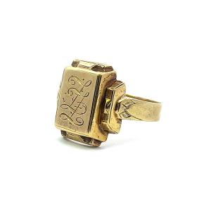 Zlatý pánský prsten s monogramem, starožitný, vel. 63