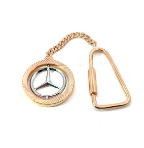 Zlatý přívěs na klíče, logo Mercedes