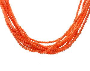 Náhrdelník z korálu se zapínám ve zlatě, 18 k