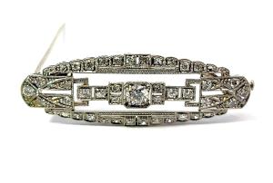 Starožitná zlatá brož s diamanty, Art-deco