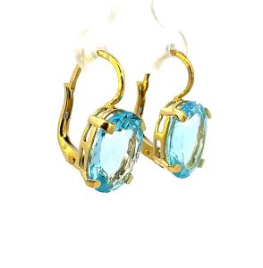 Zlaté náušnice s topazy, 18 k, visací