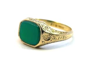 Pánský zlatý prsten s chryzoprasem, vel. 65