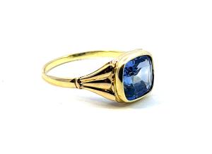 Zlatý prsten s akvamarínem, vel. 57