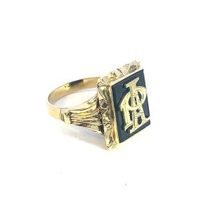 Starožitný zlatý prsten s monogramem, vel. 63