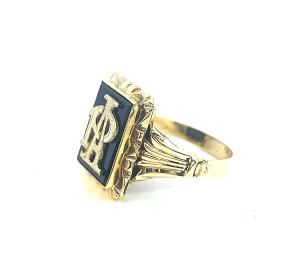 Starožitný zlatý prsten s monogramem, vel. 63