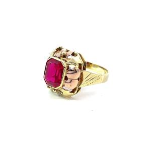 Zlatý prsten s rubínem, vel. 57