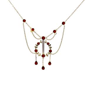 Starožitný zlatý kolier s almandiny, Rakousko-Uhersko