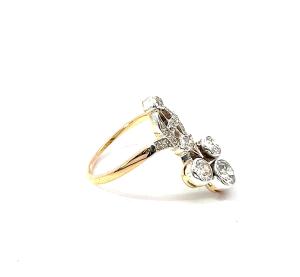 Starožitný zlatý prsten s diamanty, vel. 53