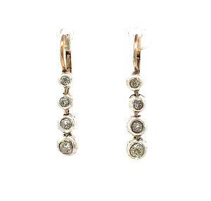 Starožitné zlaté náušnice s diamanty, visací