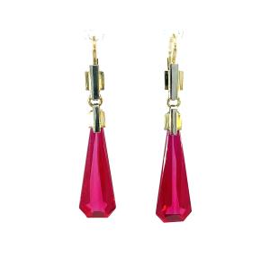 Starožitné zlaté náušnice s rubíny, visací