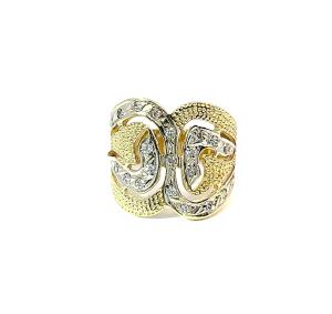 Zlatý prsten se zirkony, vel. 55