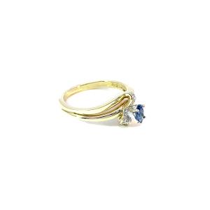 Zlatý prsten se safírem a diamanty, vel. 58