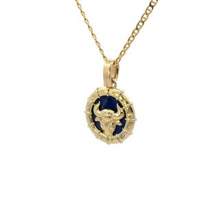 Zlatý přívěs s lapis lazuli a diamantem, znamení býka