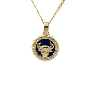 Zlatý přívěs s lapis lazuli a diamantem, znamení býka