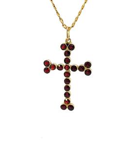 Starožitný zlatý přívěs s českými granáty