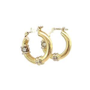 Zlaté náušnice se zirkony, kruhy