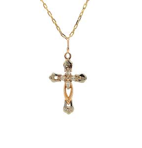 Zlatý přívěs se zirkony, kříž