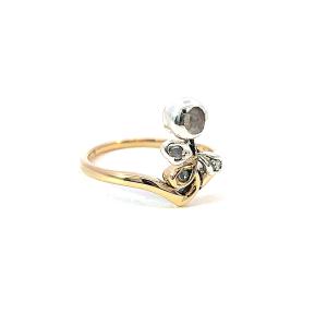 Starožitný zlatý prsten s diamanty, vel. 56