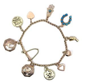 Starožitný zlatý náramek s tyrkysy, žebrák, 15,40 g