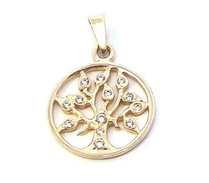 Zlatý přívěs se zirkony, strom