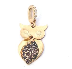 Zlatý přívěs s ametysty a zirkony, sova