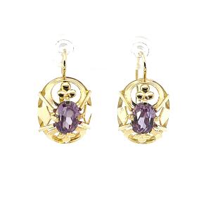 Zlaté náušnice s ametysty, visací