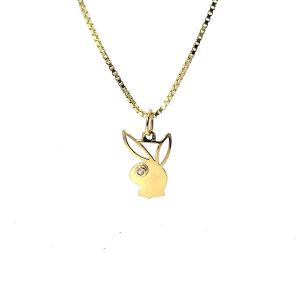 Zlatý přívěs se zirkonem, logo Playboy