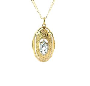 Starožitný zlatý přívěs s akvamarínem