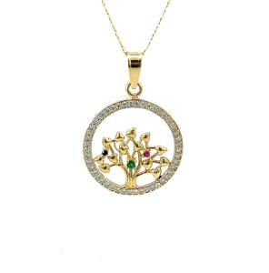 Zlatý přívěs s kameny, strom života