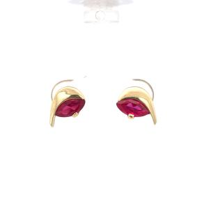 Zlaté náušnice s rubíny, šroubek