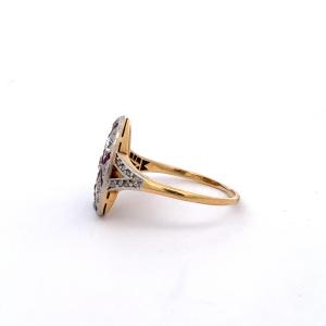Zlatý prsten s rubíny a diamanty, 18 k, vel. 57