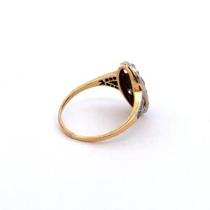 Zlatý prsten s rubíny a diamanty, 18 k, vel. 57