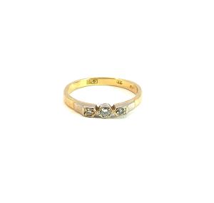Zlatý prsten s diamanty, 18 k, vel. 55